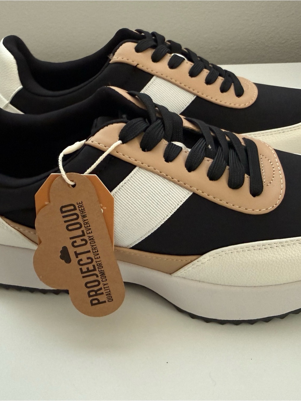 Project Cloud Women’s Black and Tan Athletic Sneakers